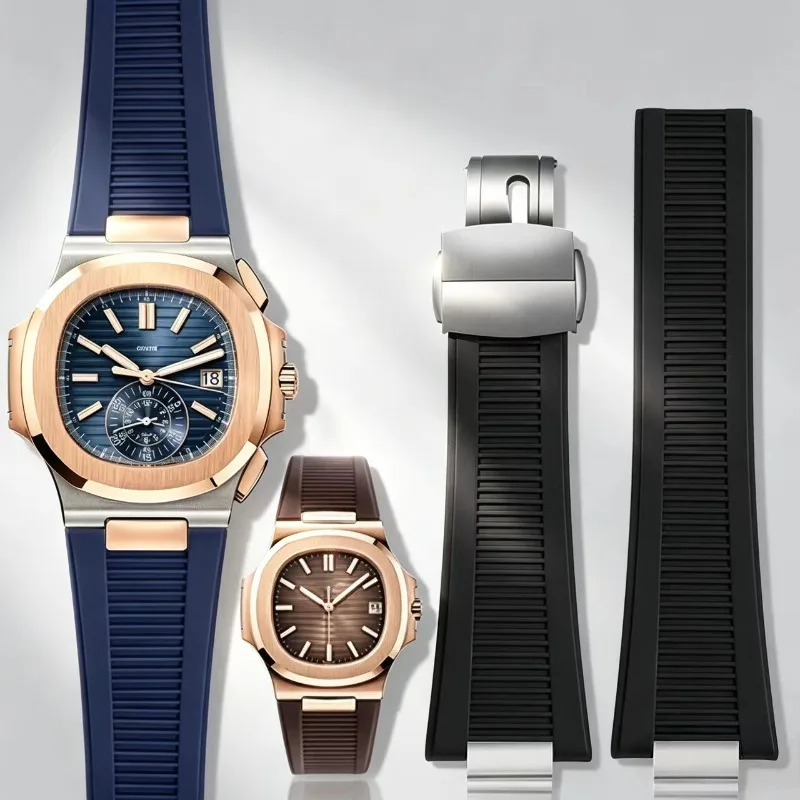 High Quality Silicone Rubber Watchband For Patek Philippe Nautilus Series 5711 5712 5980 Waterproof Watch Strap Bracelet Male