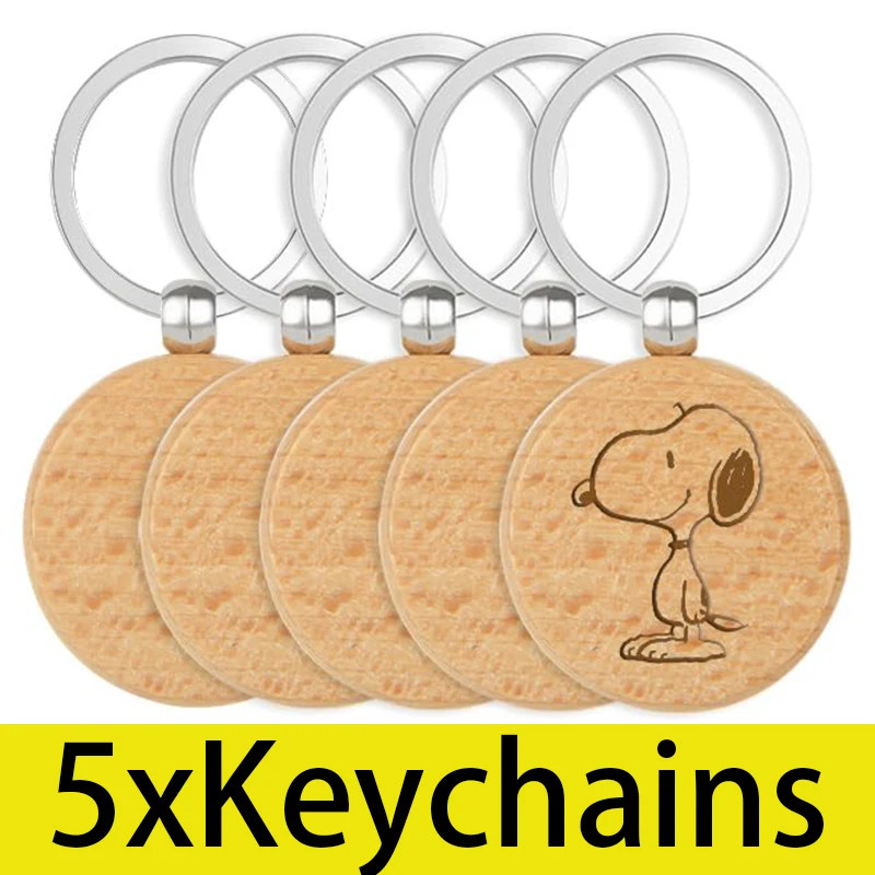 5Pcs Gift Wood Key Chain Wholesale Wood Keyrings