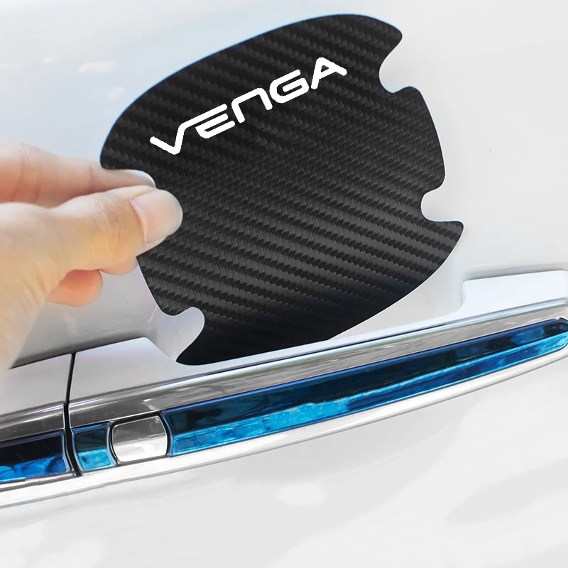 8pcs Car Exterior Auto Door Bowl Handle Decals Anti Scratch Protection Stickers for Kia VENGA Logo Carbon Fiber Tape Styling