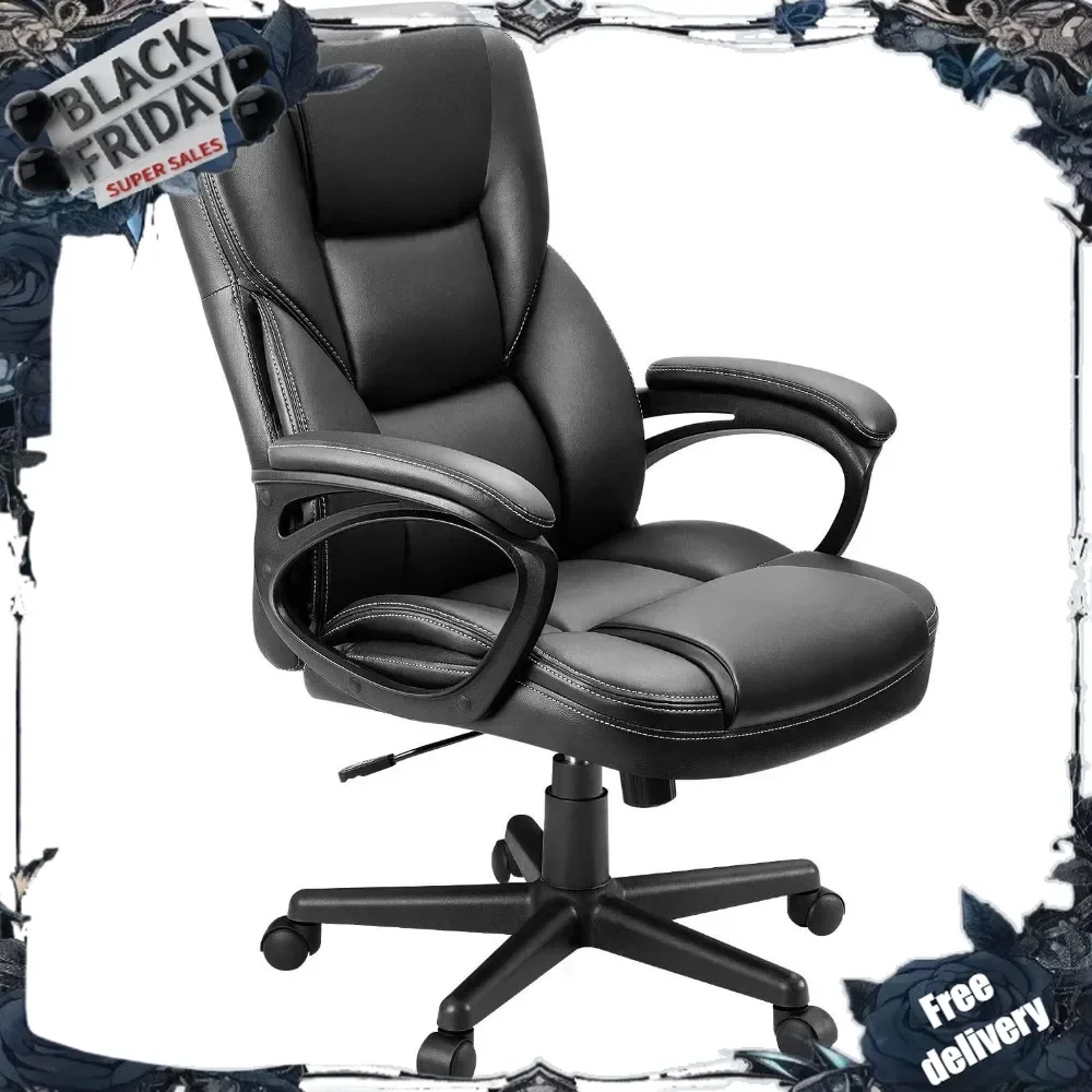 

Office Executive Chair High Back Adjustable Managerial Home Desk Chair, Swivel Computer PU Leather Chair with Lumbar Supp