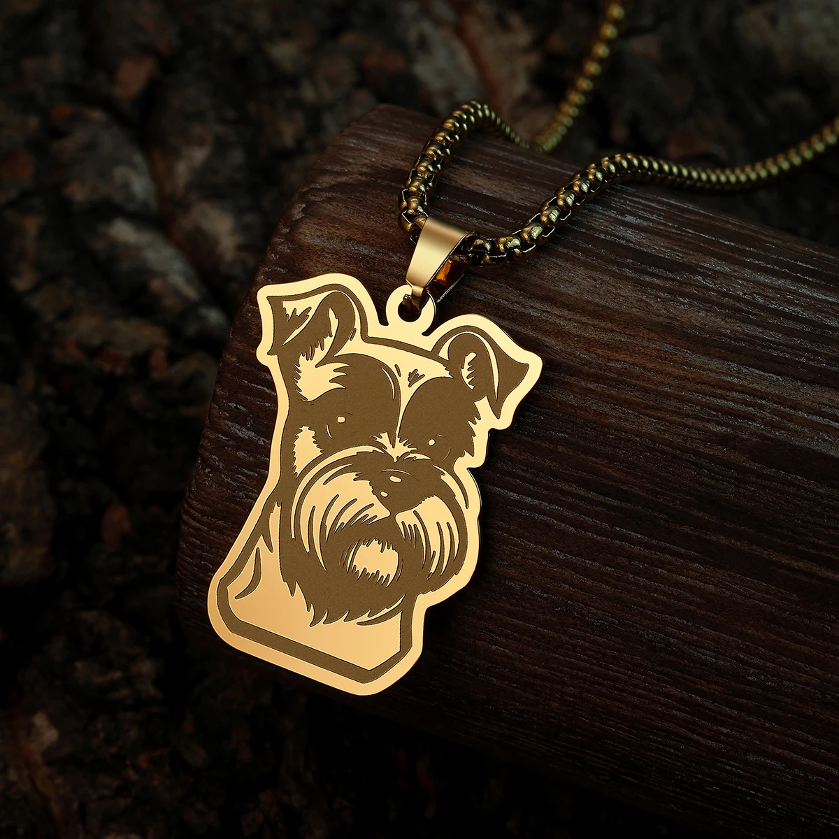 QIAMNI Fashion Cartoon Miniature Schnauzer Dog Pendant Necklace Creative Trendy Stainless Steel Jewelry Accessories Gift
