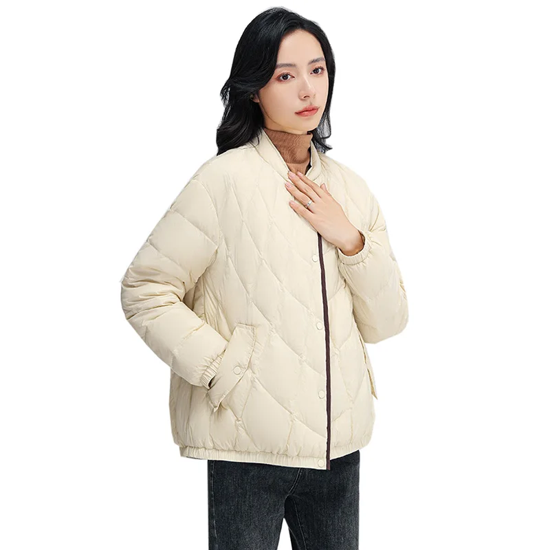 Women Down Jacket Casual Long sleeved Warm Outwear 2023 new Autumn and Winter Solid color Coats Female