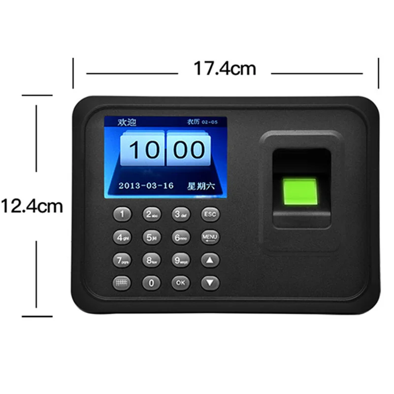 AEF7-Fingerprint Attendance Machine Biometric Attendance System 1000 Fingerprint Capacity Support USB Driver Download US Plug