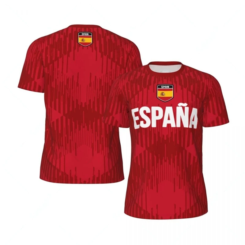 Espana Flag Graphic Football T Shirts Mens National Emblem 3D Printed Sports T-shirt Running Bike Soccer Tennis Fitness Tees