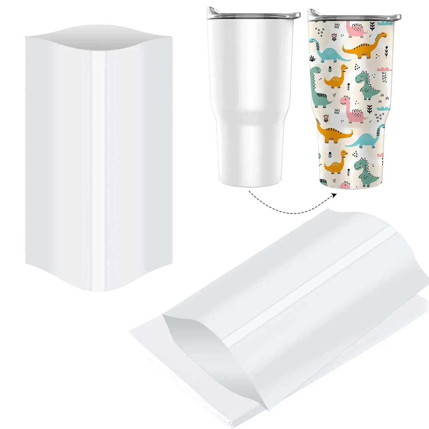 50pcs/100pcs White Sublimation Shrink Wrap Sleeves - 8x12 Inches, Ideal for Tumblers, Mugs, Cups, and More