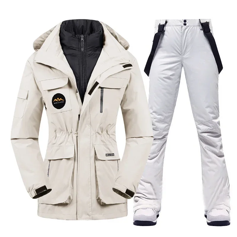 

Super Warm Ski Suit Women Winter Snow Down Jacket And Pants Outdoor Waterproof Breathable Female Snowboard Wear Skiing Outfits