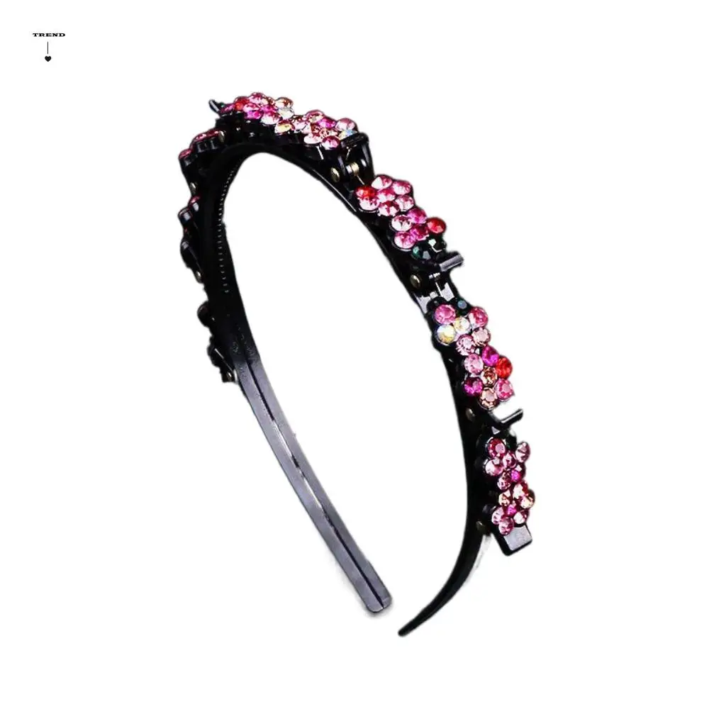 

Elegant Hair Bands with Clips Sweet Plum Blossom Toothed Clip Braided Hairband Headwear Multi-storey