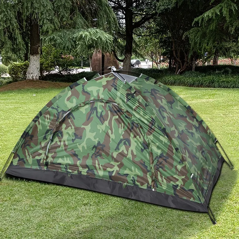 Tenda de acampamento portátil para 1 pessoa, tenda ao ar livre, caminhadas, viagens, camuflagem