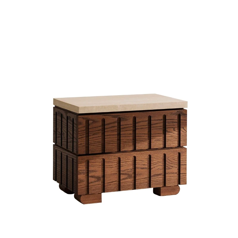 Medieval red oak, all solid wood bedroom bedside table, living room for home use