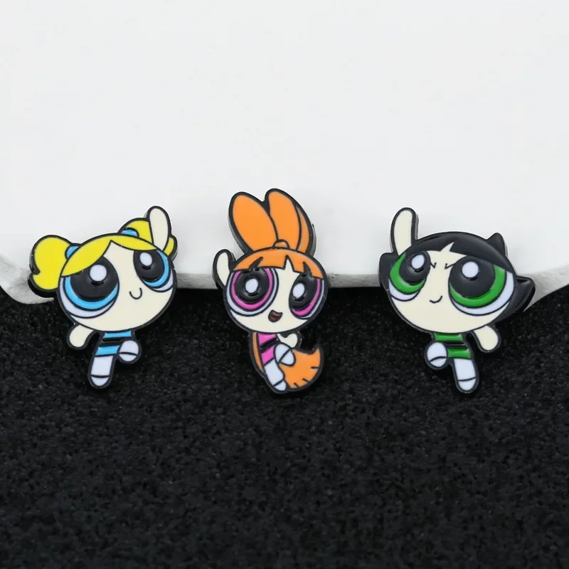 Powerpuff Meisjes Emaille Pinnen Anime Cartoon Metalen Broche Badges Schattige Mode Rugzakken Pin Accessoire Sieraden Cadeau Voor Vrouwen