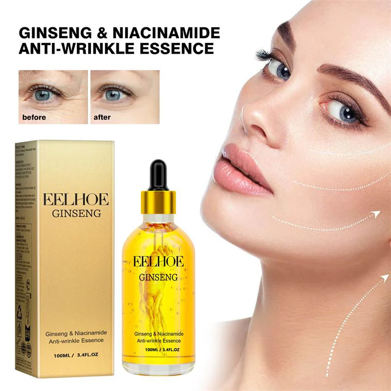 Suero de Ginseng de oro de 24k, esencia Facial de ácido hialurónico, nicotinamida, Lifting antiarrugas, reafirmante, desvanecimiento de líneas finas, aclaramiento de manchas