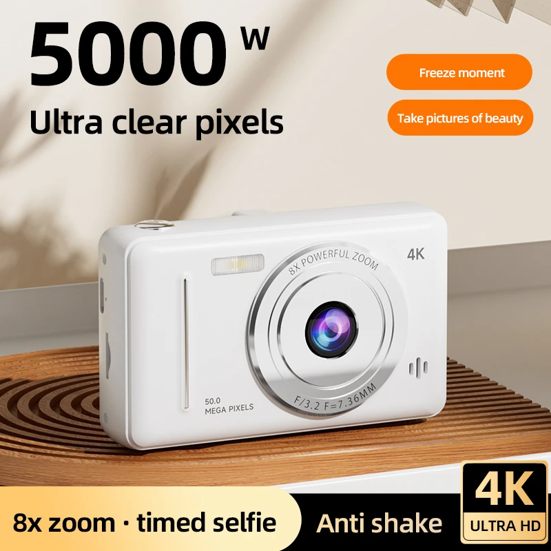 4K Digital Camera Retro CCD Portable Card Camera Entry-level Camera Dual Camera Flash 50 Million Pixels Auto Focus Clear