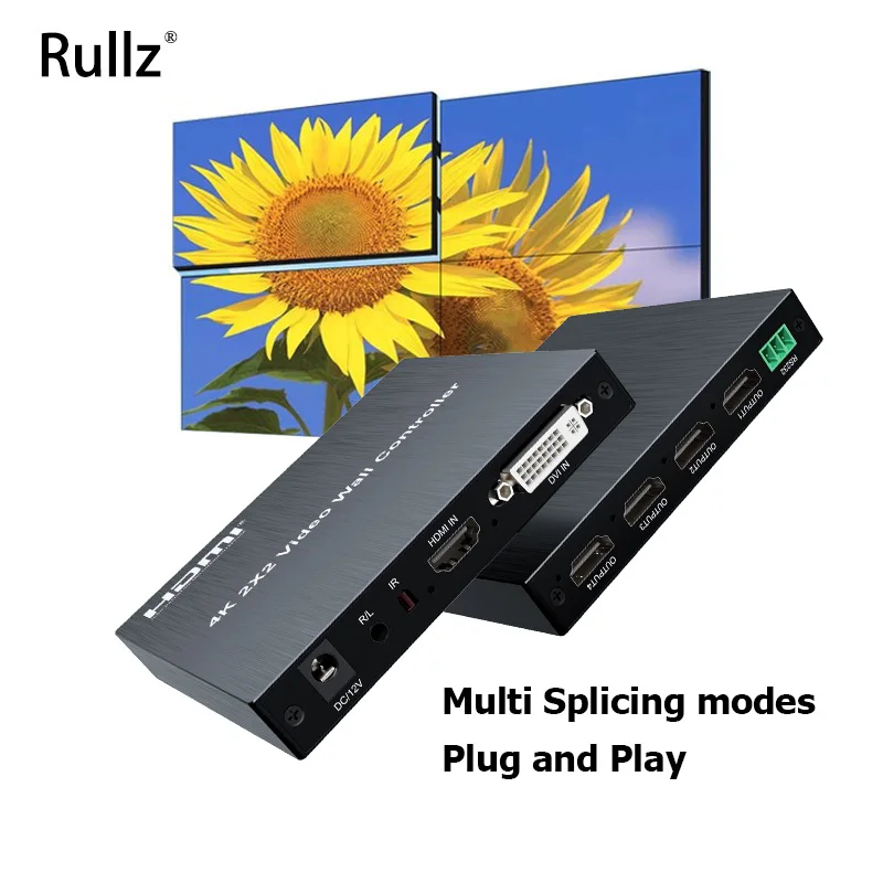 

4K 2x2 DVI HDMI Video Wall Controller Multi Screen Splicing Processor 1080p60 1x2 1x3 1x4 TV Splicer 180° Rotate Plug and Play