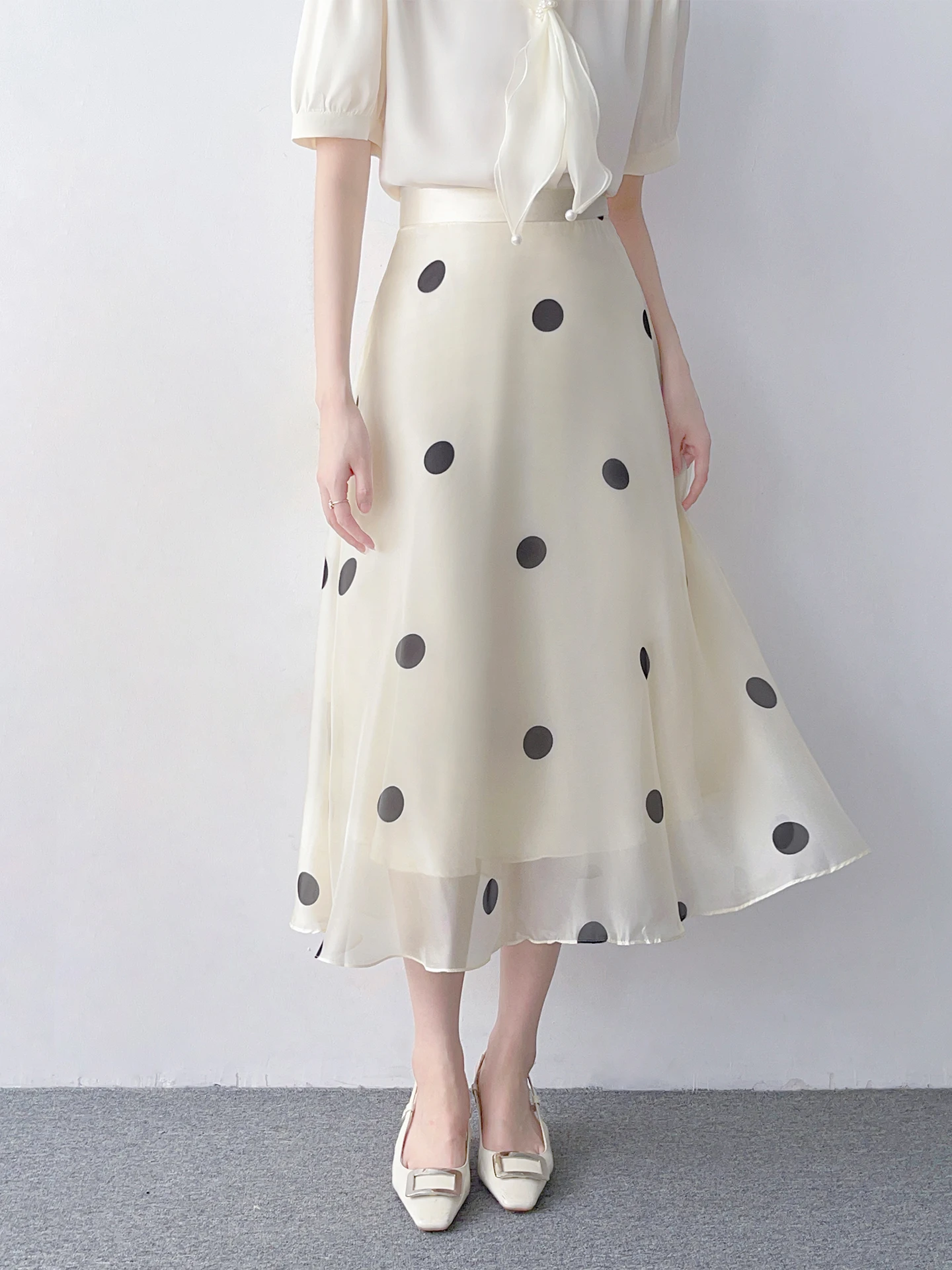 

High Waist A-Line Midi Skirt Women's Summer New Sle Commute Work Polyester Fiber Skirts Korean Sle f-length Skirts