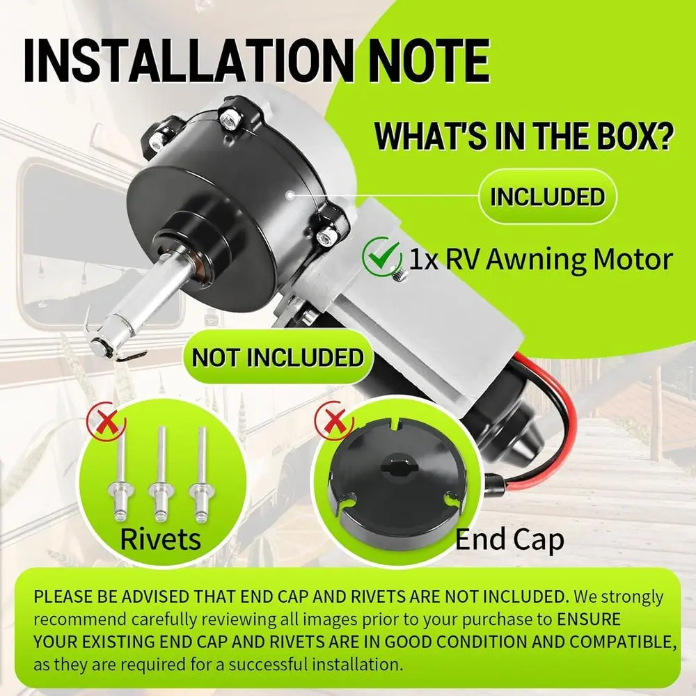 محرك مظلة RV 3317084.000U متوافق مع مظلات الطاقة من سلسلة Dometic 9200، استبدال #   3316605.001، 3316605.017 استبدال RV