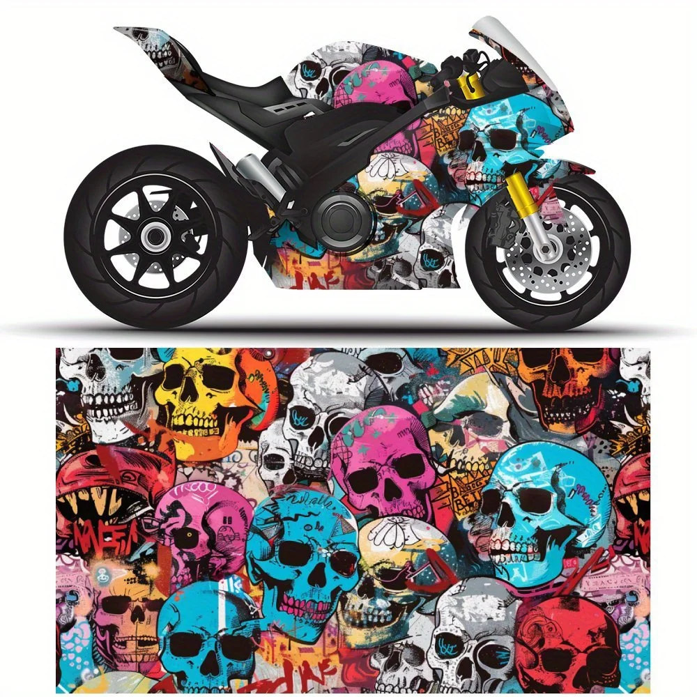 

Eerie Skull Carnival Motorcycle Full Wrap Stickers Decorative Motorcycle Race Color Change Decal Film Protect Gift for Boyfriend