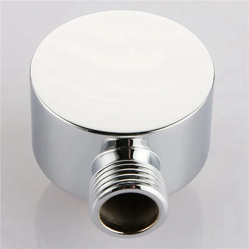 T19C 2X Wall Supply Elbow,Brass Round Wall Mount Shower Hose Connector Accessories G1/2 Inch Water Outlet For Shower - Silver
