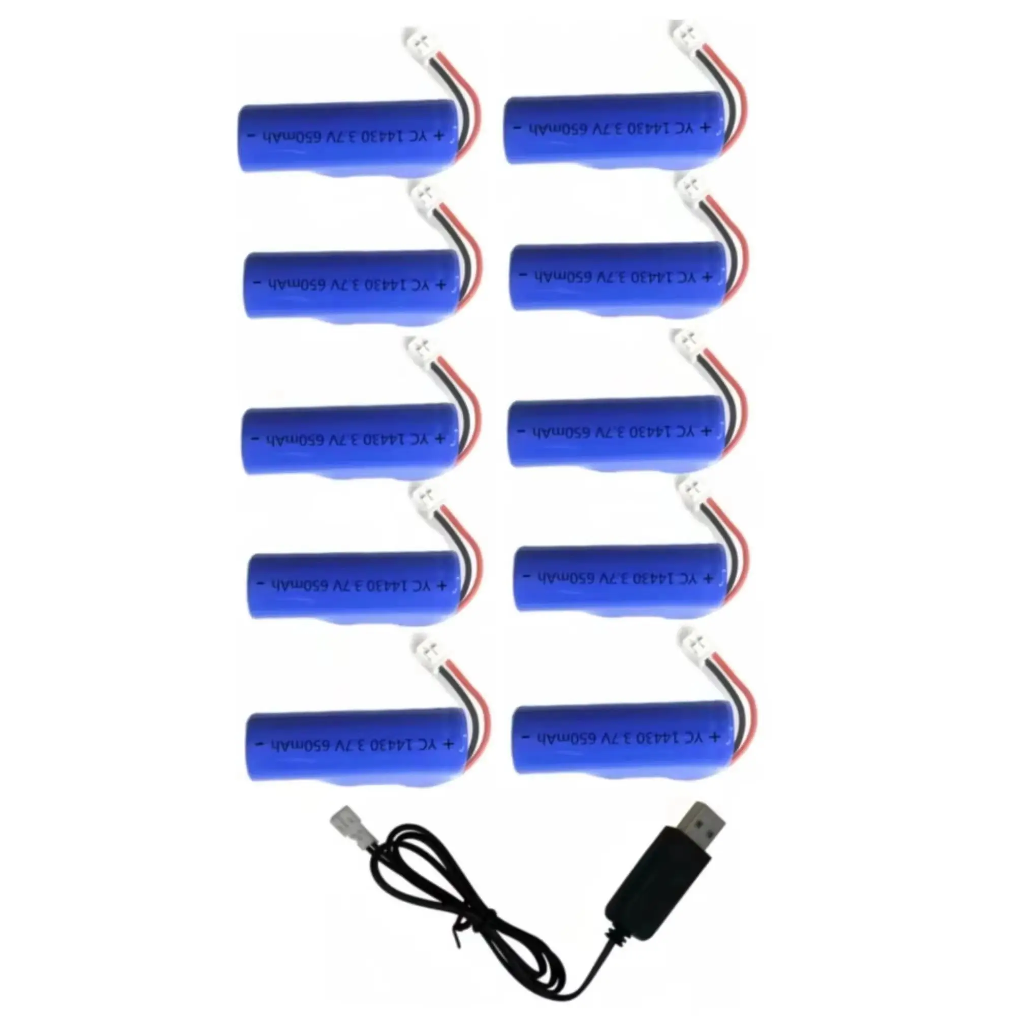 

10 шт. 14430 3,7 В 650 мАч литиевая аккумуляторная батарея с разъемом провода USB-кабель для зарядки для фонарика машинки для стрижки волос бритвы