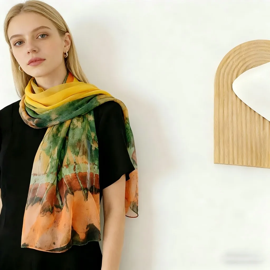 Verano mujeres bosque de abedul paisaje fino suave playa sedoso Georgette bufanda chales 160cm de largo envolturas playa protector solar Hijab