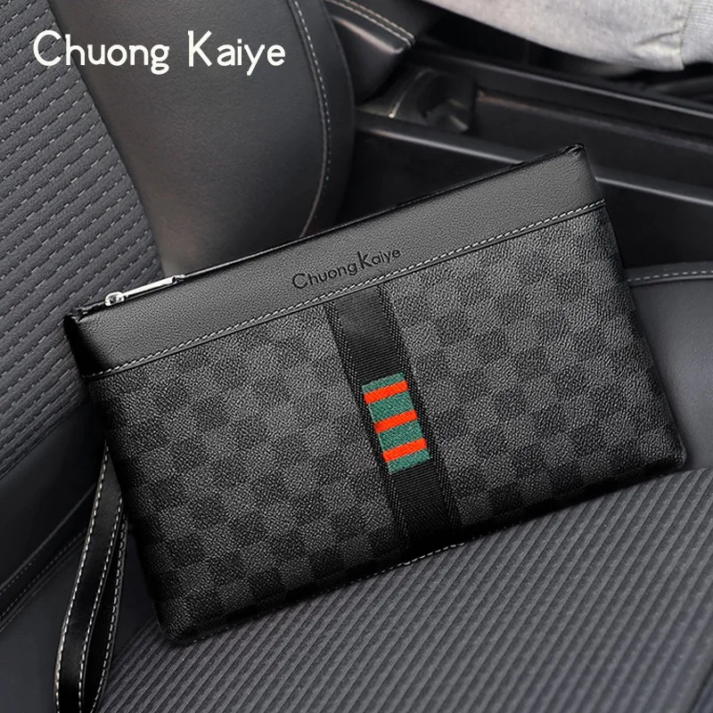 

Мужской клатч из мягкой кожи, сумка-конверт Busin Sle, повседневный кошелек для отдыха, квадратный кошелек на молнии, полиэстер