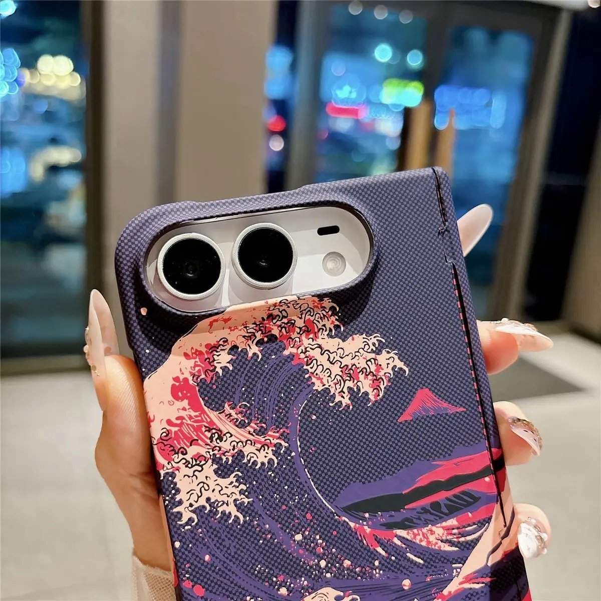 Premium‑Grade Feel Carbon‑Fiber Texture Magnetic Case For iPhone Duo For Magsafe Charge Hinge Full Protection Shockproof Cover - view 4