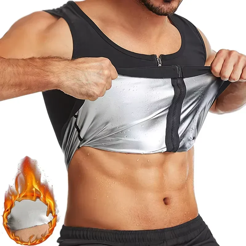 Men shaper sauna sweat vest body shapers tank tops silver ion coating waist trainer slimming vest shapewear effect fat burning