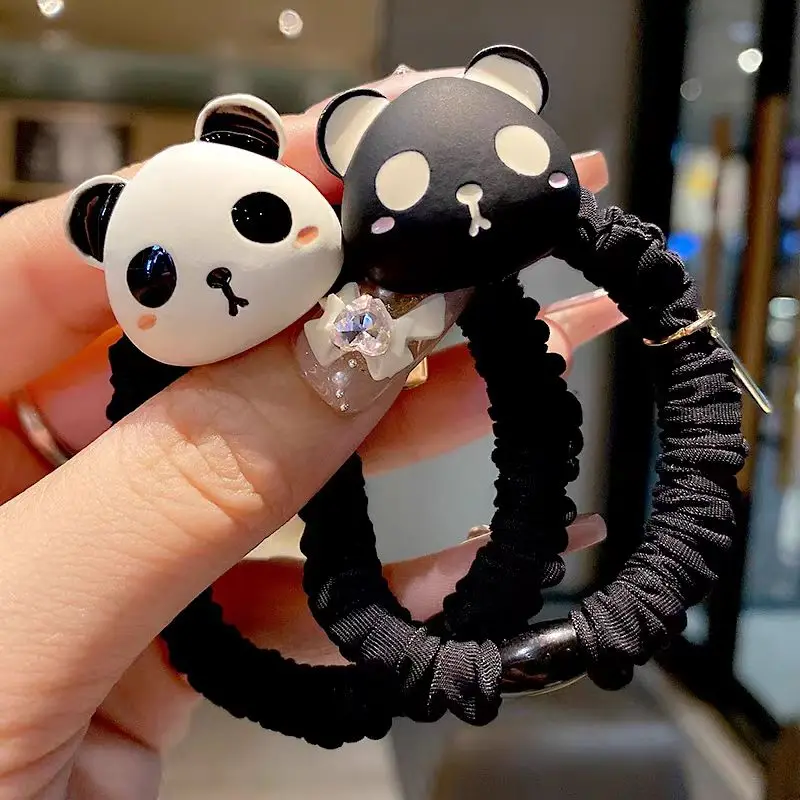 Kawaii Cartoon Panda Hair Ties Lovely Elastic Animal Hairband For Women Rubber Band Ponytail Holder Scrunchies Hair Accessories