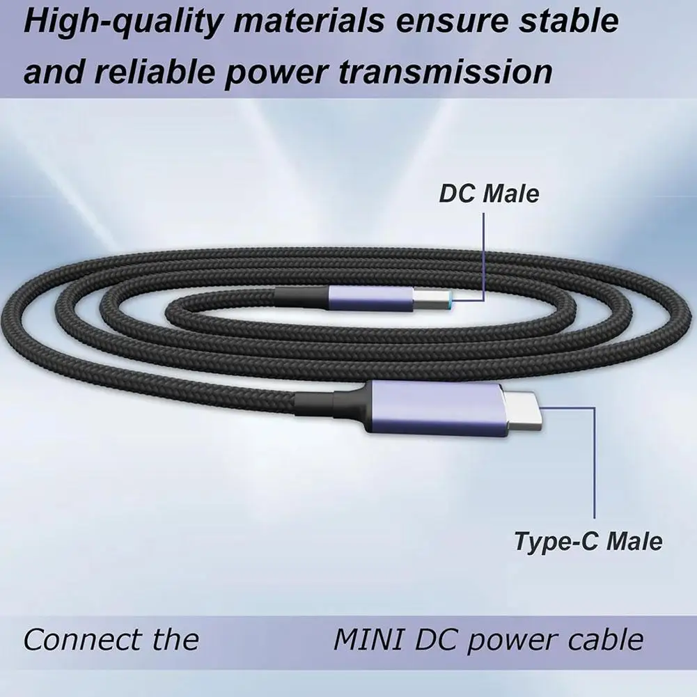 Banco de energia conectável para Starlink Mini, Tipo C para DC, Cabo de nylon de 1,8 m, Compatível com vários tipos de dispositivo, Interf X5O2