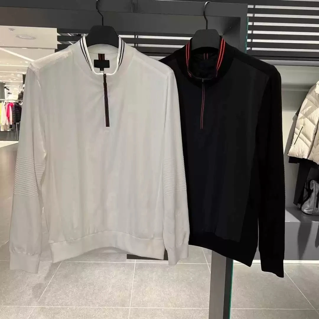 Men's Golf Base Layer Breathable Stretch Lightweight Quick Dry Stand Collar Long Sleeve K-Style Trendy for Korean Golfers Daily