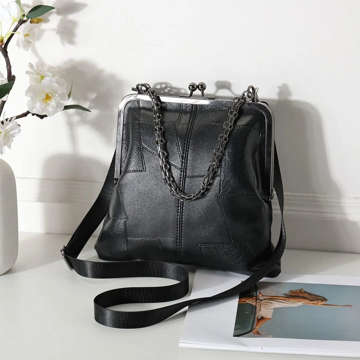 

NEW Super Vintage Leather Lock Bag Cool Bags Women's Handbags Purses Women Shoulder Crossbody Bag Fringe