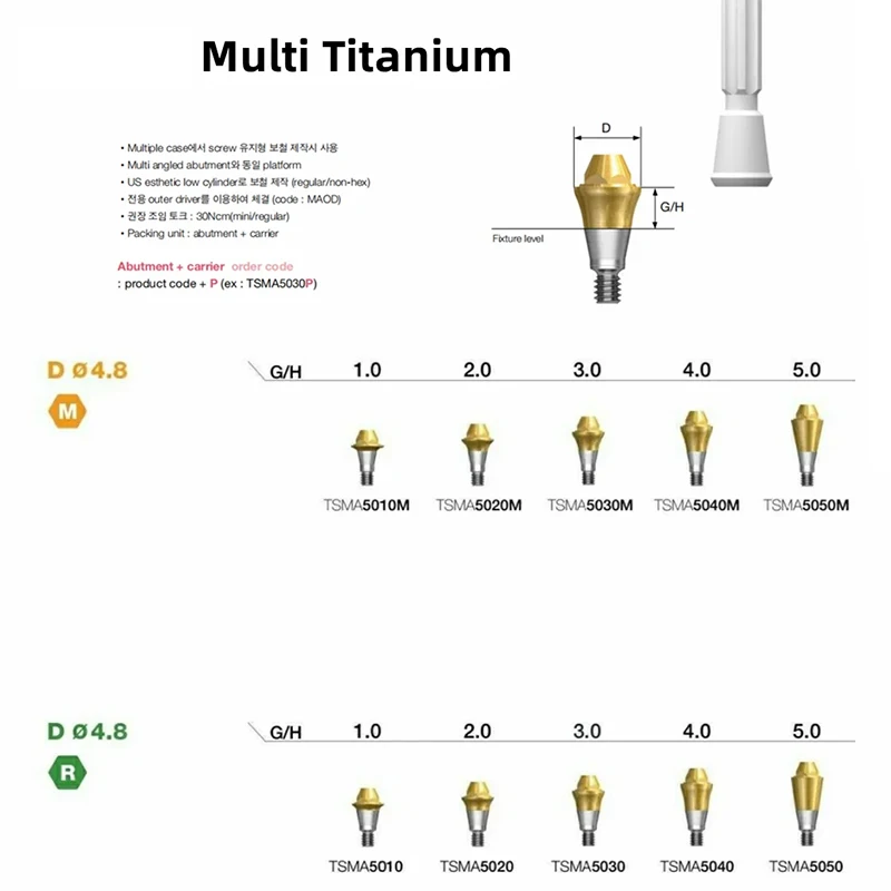 Dental Multi Angles Abutment Lab analog Impression Temporary Multi-unit abutment Replicas Cover Screw For Osstem Hiossen TS