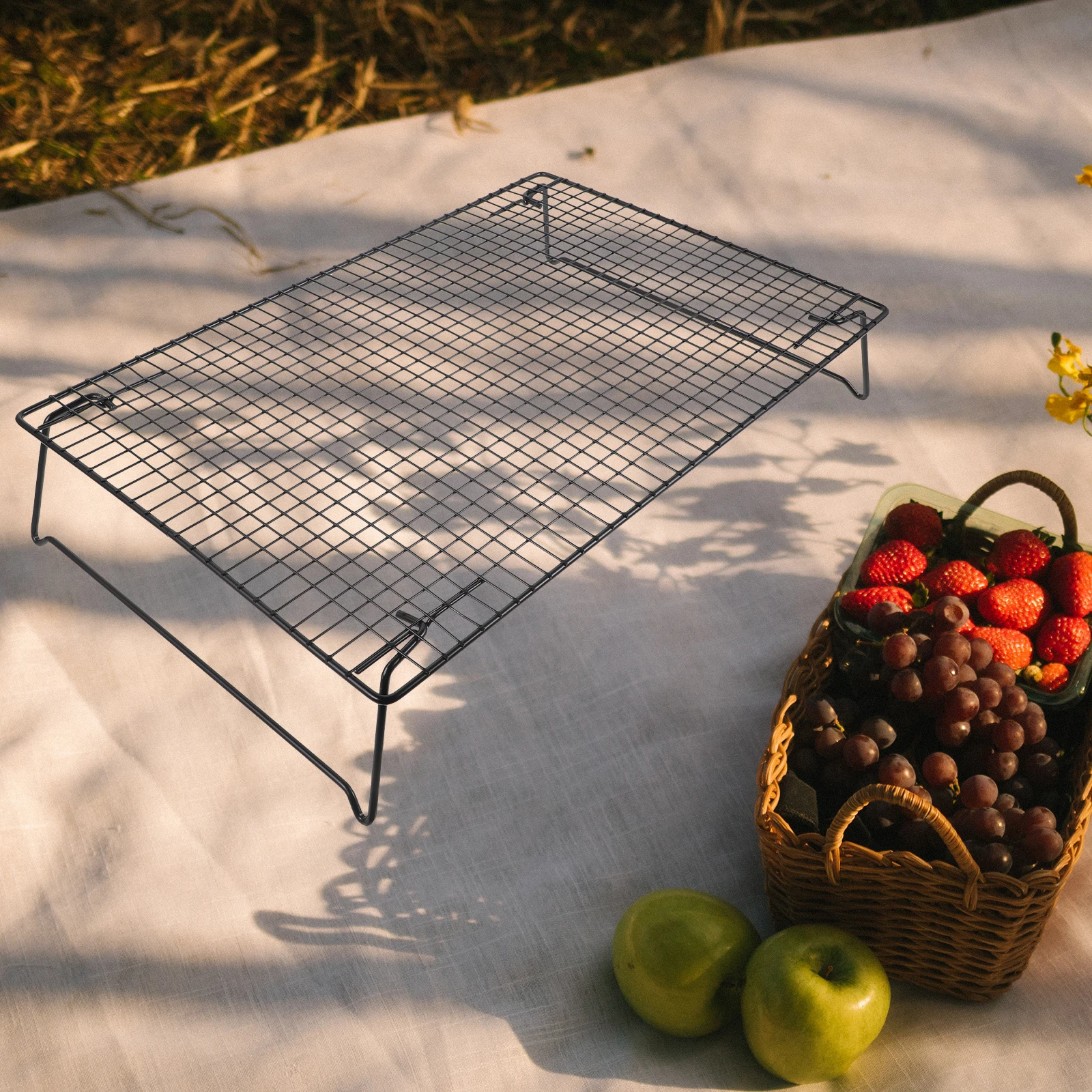 

1pcs Cooling Rack Heavy Duty Carbon Steel Baking Wire Rack For Oven Cooking Barbecue Bread Cookie Cooling Hollow Design Drain