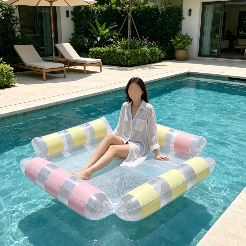 Inflatable Water Float Bed White Moon Four Tubes Hammock Floating Bed Pool Raft Lounge Supplies