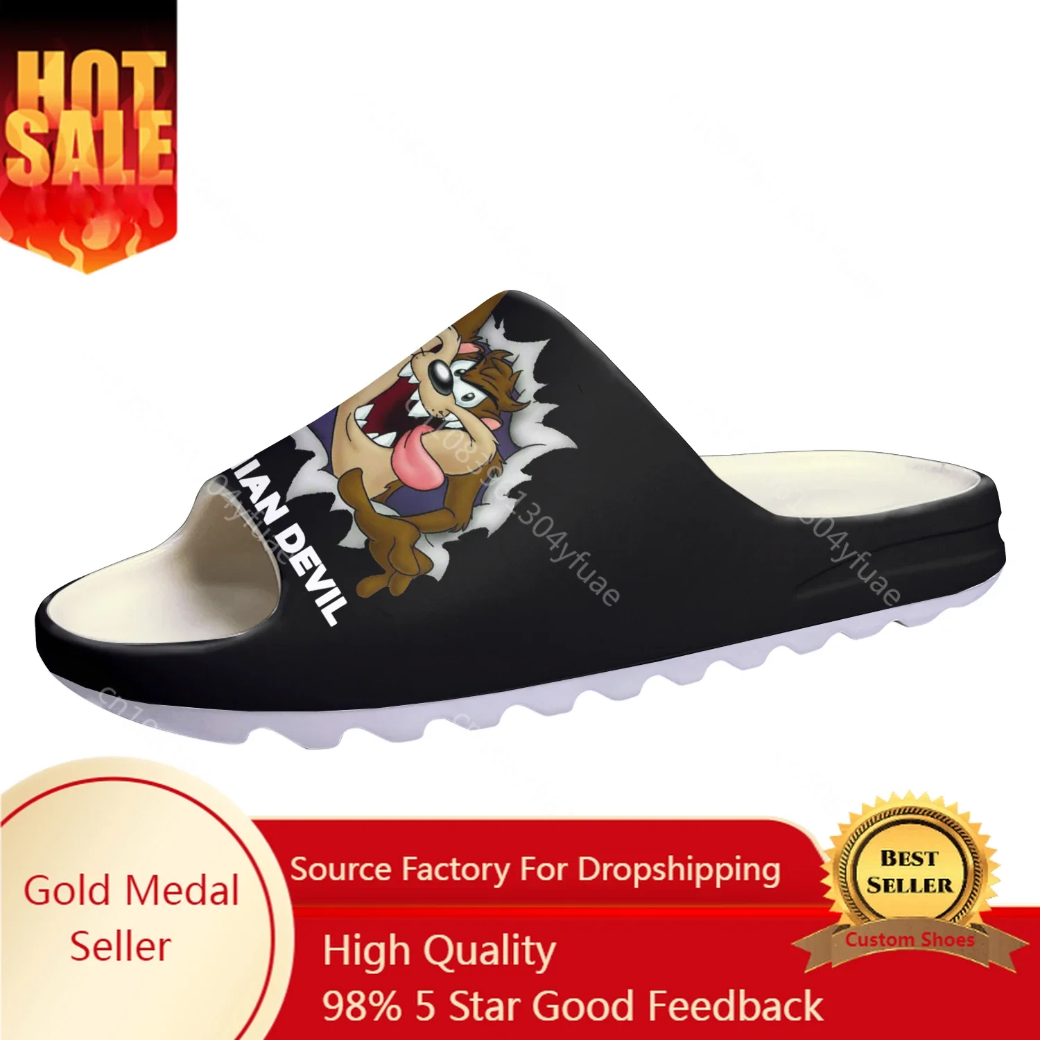 

D-Devil Soft Sole Sllipers Taz Men Women Teenager T-Tazmanian Home Clogs Cartoon Step In Water Shoes On Shit Customize Sandals