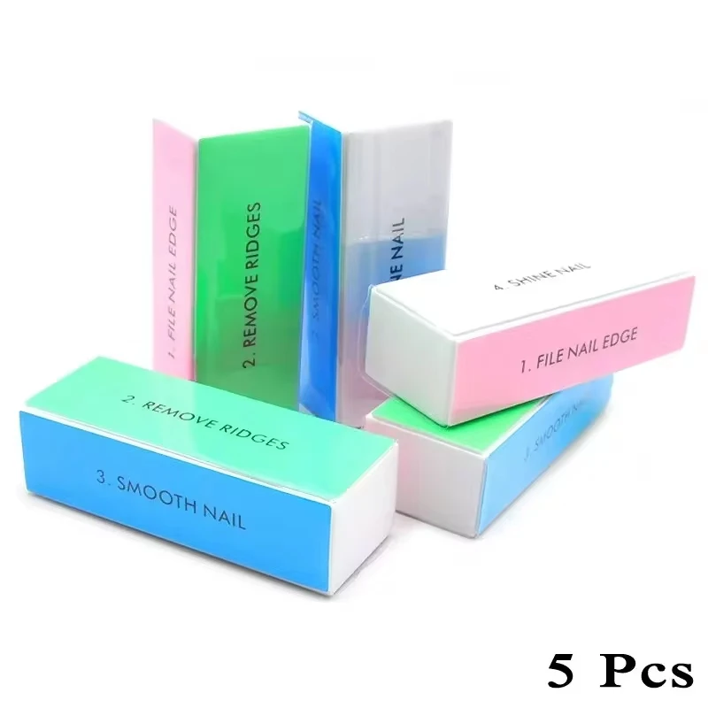 LULAA 5PCS Professional 4 Ways Nail Buffing Block Manicure Pedicure Tool Emery Board Nail Art Care Buffing Buffer Sanding Files