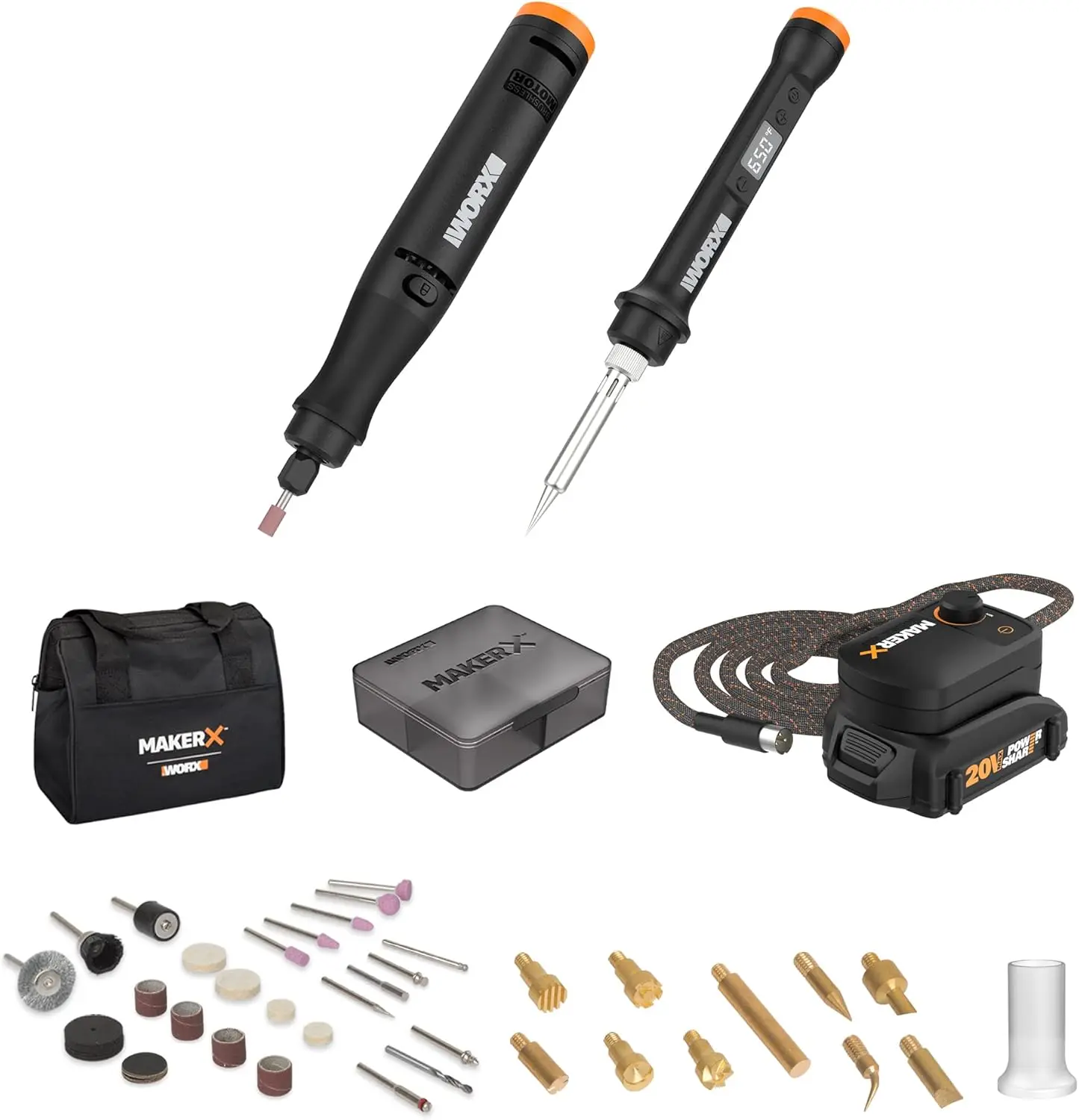 MAKERX WX988L Kit combinado de herramientas de artesanía, herramienta rotativa, artesanía de madera y Metal, 2 piezas