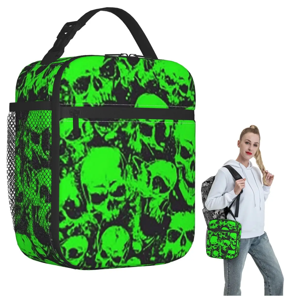 

Ghost Skull Print Luminous Horror Night Halloween Insulated Lunch Bag for Women Children Food Boxes Thermal Lunch Box Tote