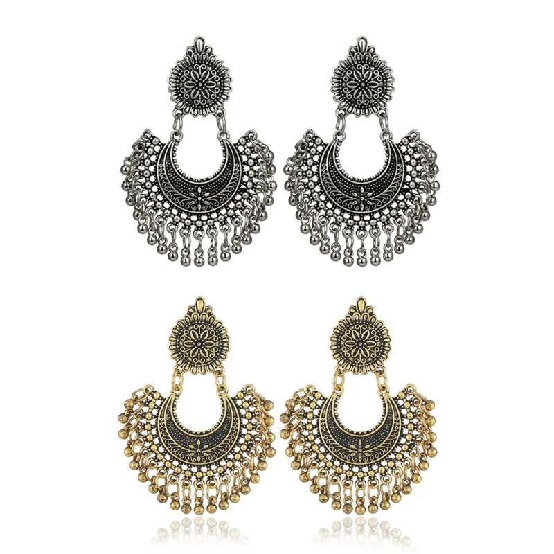 

Trendy Tassel Earrings Jhumka Indian Ethnic Bollywood Dangle Earrings for Party K3KF