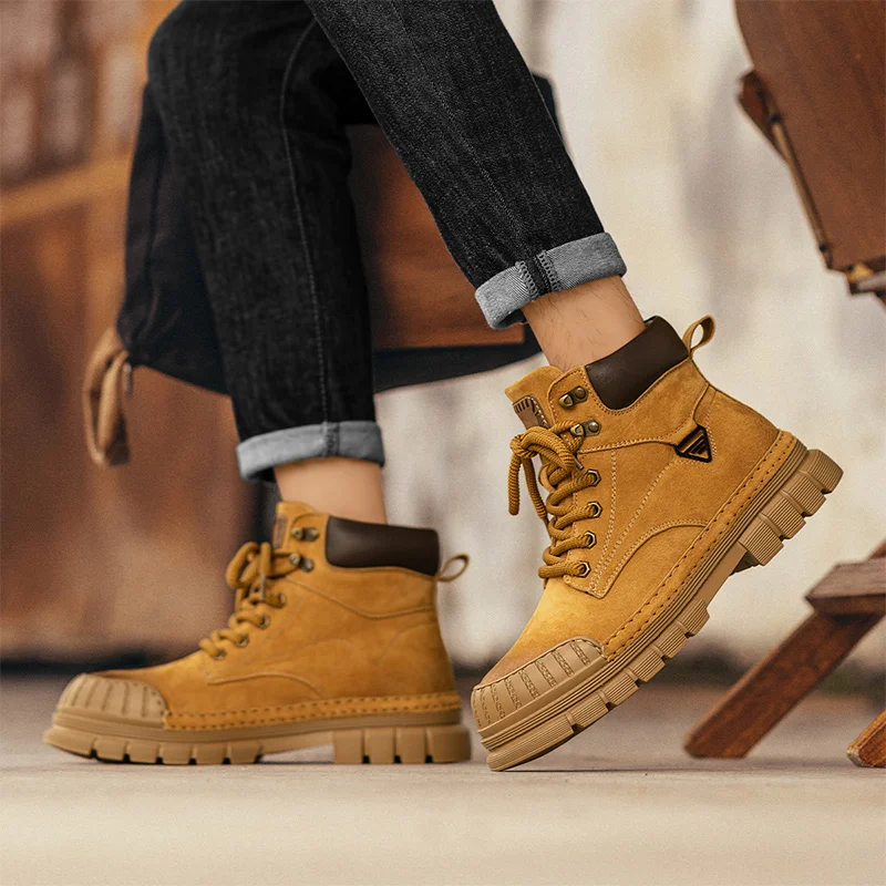 

Мужские ботинки с удлиненным водозащитным воротником и гибридной защитой от дождя и снега, теплая обувь на меху на шнуровке