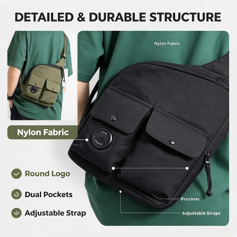 Niche Design Crossbody Chest Bag for Men, Casual Versatile Commuter Shoulder Bag, Fits Tablet