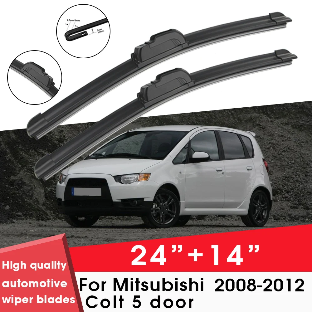 

Car Wiper Blade Blades For Mitsubishi Colt 5 door 2008-2012 24"+14" Windshield Windscreen Clean Rubber Silicon Cars Wipers