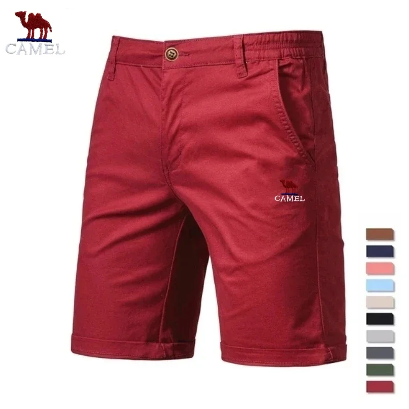 Summer New Embroidered 100% Cotton Casual Shorts for Men Luxury Fashion Business Social Comfortable Elastic Waist Slim Fit Short