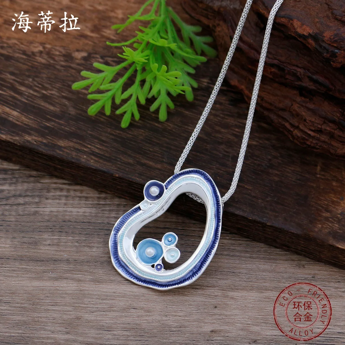DIY accessories hot-selling enamel color hollow irregular ruffle edge pendant women's fashion versatile geometric petal necklace
