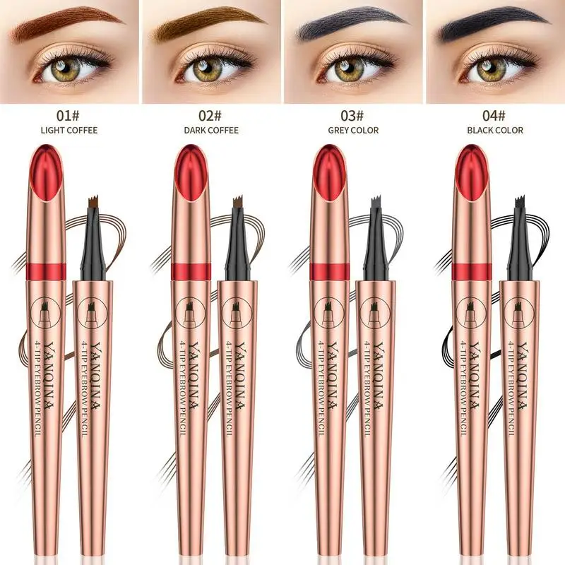 Natural Eyebrow Pen Waterproof Fork Tip Eyebrow Tattoo Pencil Long Lasting Professional Fine Sketch Liquid Eye Brow Pencil