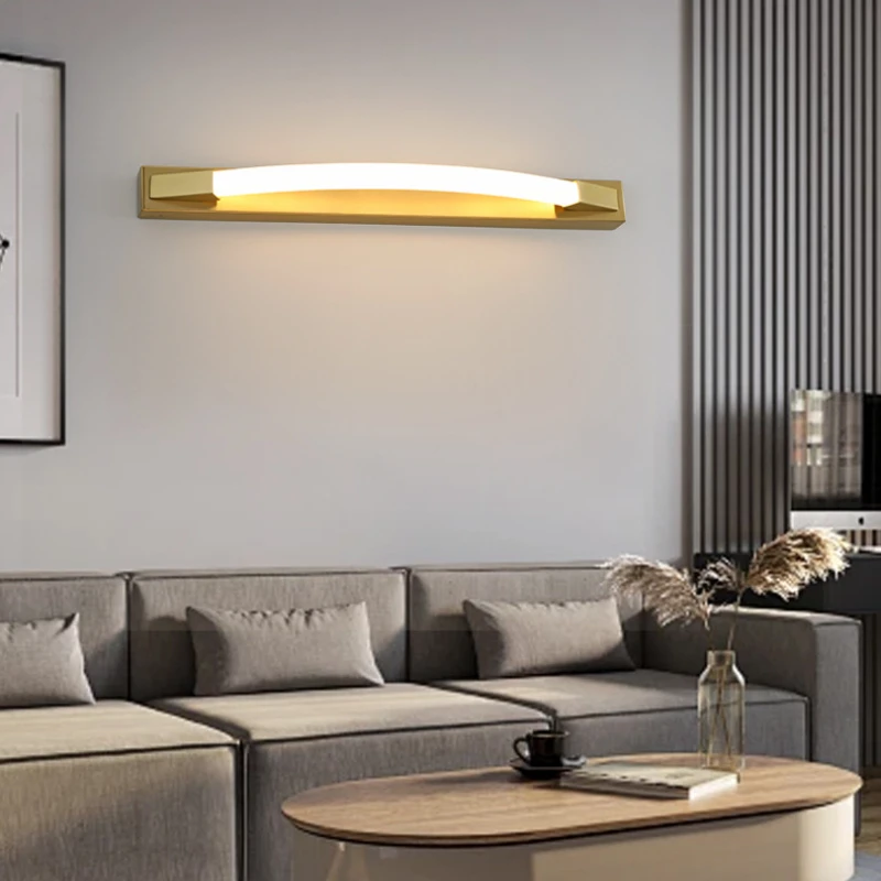 

Modern Simple Square Bar Acrylic Black Golden Wall Light Entrance Lighting in Front of The Dressing Table Mirror Bedside Lamp