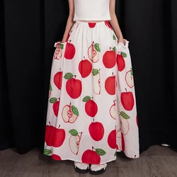 Women's Dopamine Artistic Apple Painted skirt,Summer