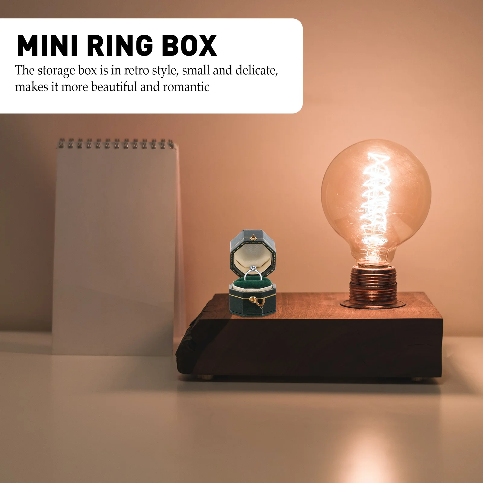 

Octagonal Vintage Ring Storage Box Creative Leatherette Paper Small Decorative Jewelry Container Wedding Birthday Valentine's