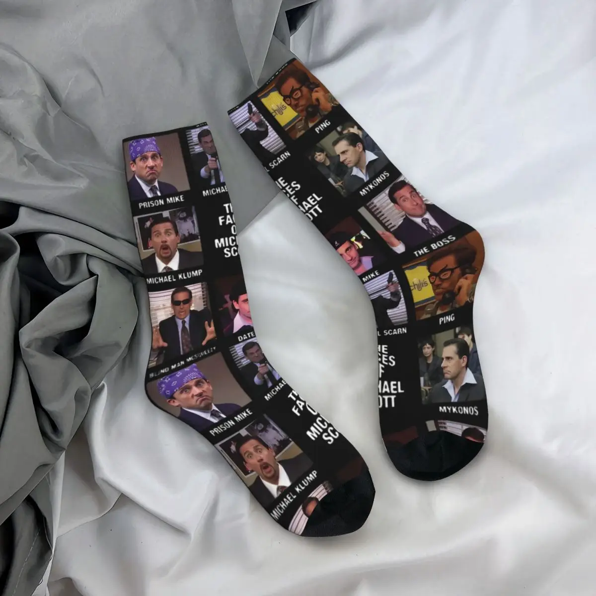 Retro die Gesichter von Michael Scott lustiges Thema Design warme Crew Socken Merch die ganze Saison das Büro niedlichen Crew Socken Schweiß absorbierend