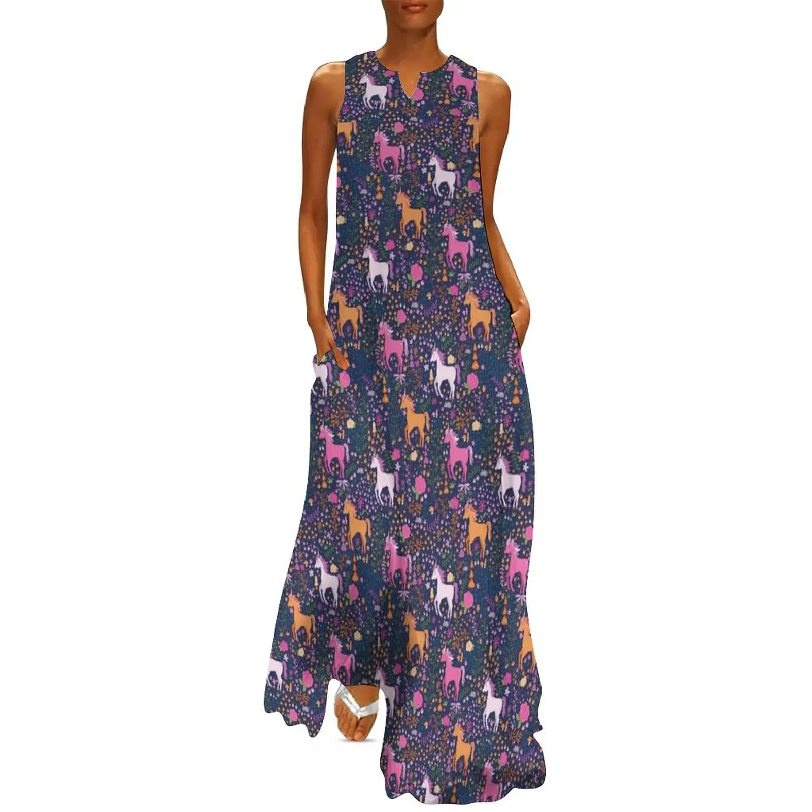 

Unicorns in the Flower Garden Long Dress Women"s summer suit dresses for womens 2024 evening dress woman