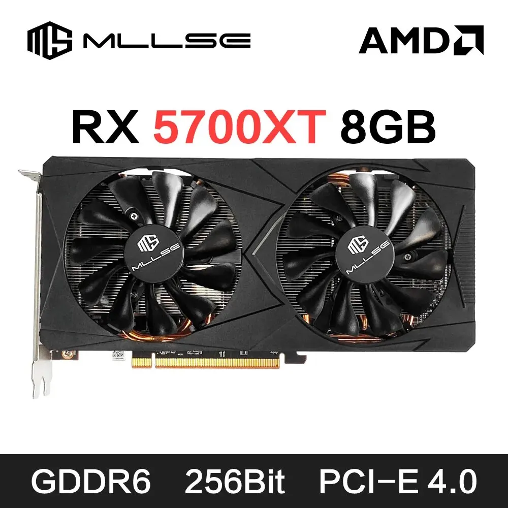 MLLSE AMD RX 5700 XT 8GB 그래픽 카드 GDDR6 256Bit PCI-E 4.0 × 16 6 6 8 핀 라데온 GPU Rx 5700XT 게임 비디오 카드 Placa De Video 